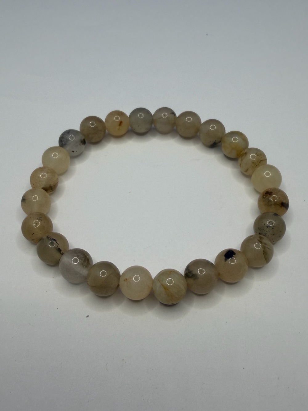Neutral Agate Beaded Stretch Bracelet - Women Jewelry
